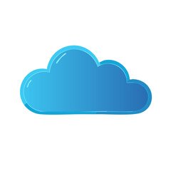 Glossy Blue Cloud Design Illustration with Outline Stroke, Sky Weather Symbol