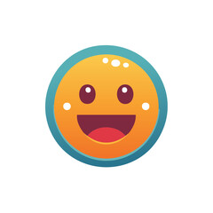 Fototapeta premium Cartoon smiley face illustration with cheerful expression, bright colors, and minimalist design on a white background