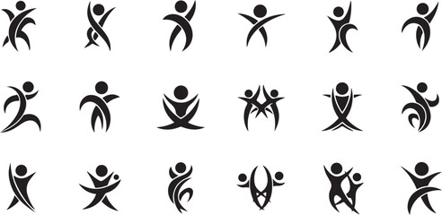 Fototapeta premium Set of abstract human figures in dynamic poses and motion person people