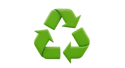 3D rendering of a bright green recycling symbol, conveying sustainability, reuse, and eco-friendliness for a healthy planet.