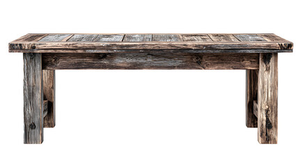 rustic wooden table isolated on white background, HD realistic