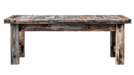 rustic wooden table isolated on white background, HD realistic