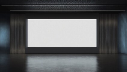 3d rendering of a blank banner in a futuristic stage road with a dark background 