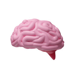 3D vector illustration of a soft pink human brain side. The clean and minimalistic design for use in educational, psychological, scientific, healthcare, creative idea-themed content.