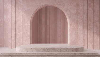 3d abstract minimal geometric forms. Glossy luxury podium for your design. Fashion show stage or pedestal with curtain background