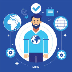 International Men’s Day Awareness Design – Male Symbol and Unity Concept