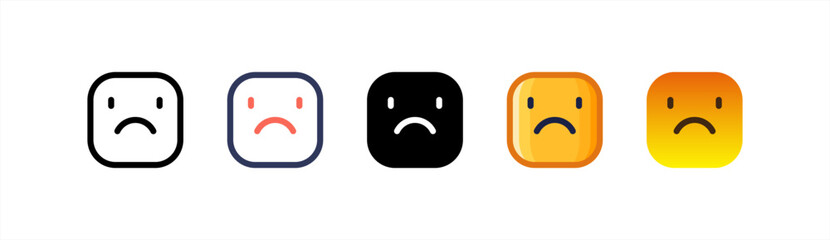 Sad icon set multiple style collection.