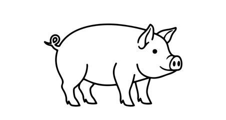 Obraz premium Pig vector illustration for farm animals graphic design and coloring pages cute pig outline drawing for kids