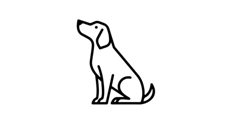 Dog line art vector illustration of a sitting dog looking up pet animal drawing simple outline design 100