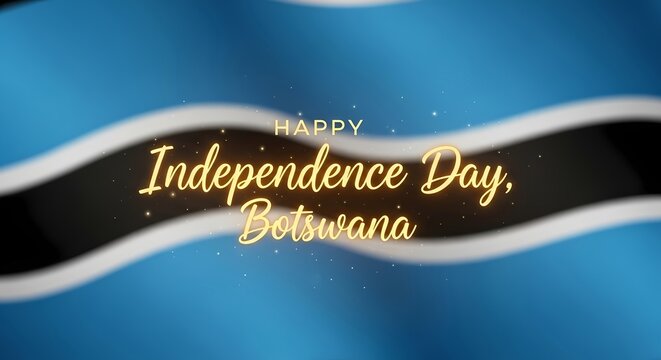 Happy independence day Botswana celebration with sparkling text on blue and black background for national holiday design
