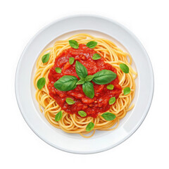 Delicious Plate of Spaghetti with Tomato Sauce and Fresh Basil