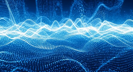 Naklejka premium Abstract Blue Waves A Digital Symphony of Light and Motion in a Futuristic Design
