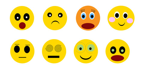 Obraz premium A vector set of Easter eggs with various emotions including happy, sad, and angry faces