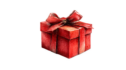 Obraz premium sketch-style illustration of a red Christmas gift box isolated on white background, HD realistic