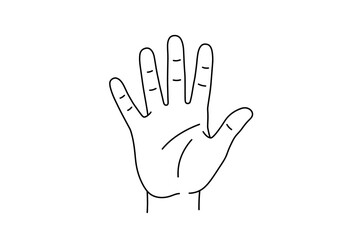 Fototapeta premium Black outline of a hand with fingers extended and short lines across the knuckles