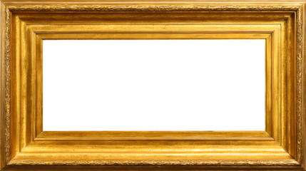 golden rectangular picture frame isolated on white background, HD realistic