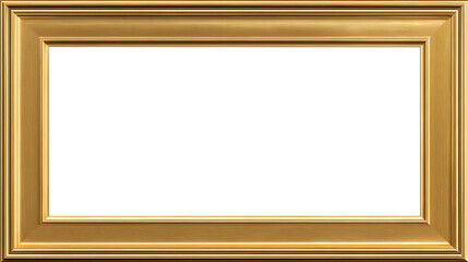 golden rectangular picture frame isolated on white background, HD realistic