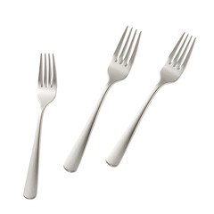Elegant array of forks gleaming under soft studio lighting against an understated setting for