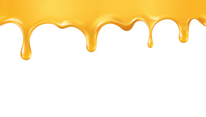 Glistening honey drips, cascade of golden sweetness on a transparent canvas, isolated flow and