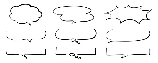 ペンの手描き吹き出しセット 黒