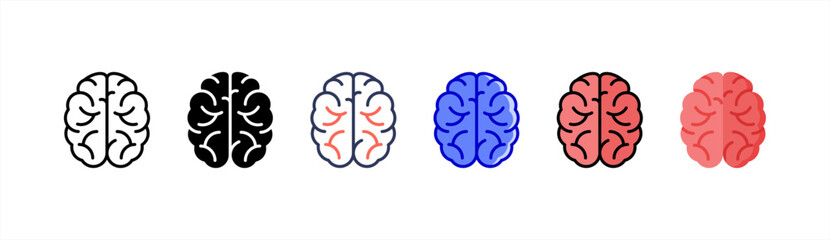 Brain  icon set multiple style collection.