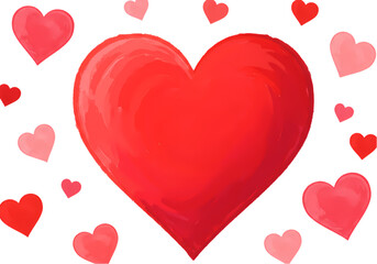 Red Heart with Surrounding Smaller Hearts