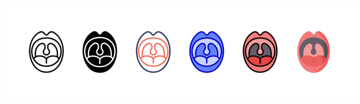 Tonsils icon set multiple style collection.