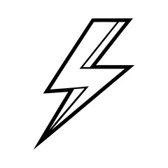 Minimalist outline of lightning bolt with bold edges vector icon isolated on white background