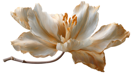 soft beige flower in muted tones isolated on white background, HD realistic