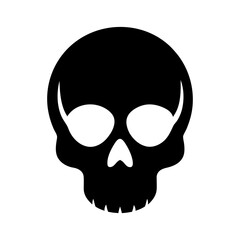 Minimalist silhouette of classic skull vector icon illustration isolated on white background