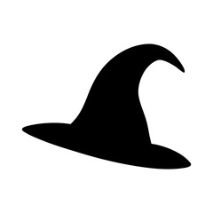 Witch hat tilted sideways silhouette vector illustration with white background spooky design