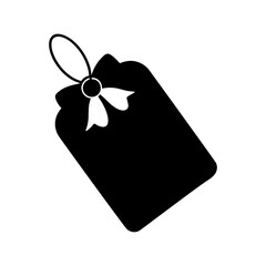 Price tag with bow on top silhouette vector illustration with white background festive label design