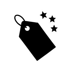 Minimalist price tag with star accents silhouette vector illustration with white background discount label