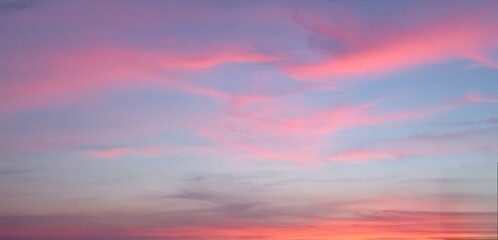 Colourful pink sunset sky, natural background