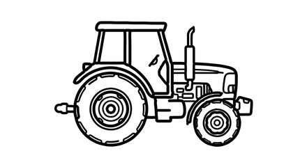 Obraz premium Tractor outline drawing for agricultural farm machinery and vehicle clip art vector illustration design