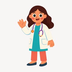 Cartoon doctor waving hello.