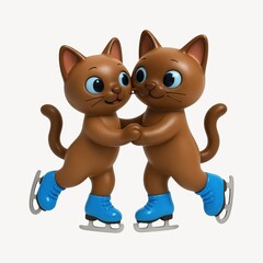 Fototapeta premium Cute cats ice skating together