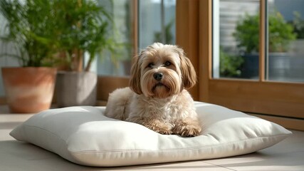 Sustainable Pet Bed with Recycled Cushion in Cozy Home Environment