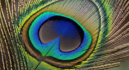 Obraz premium Close Up Macro View of a Vibrant Peacock Feather Eye Spot