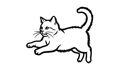Obraz premium Cute cartoon cat illustration vector drawing of playful kitten outline for pet lovers and design projects