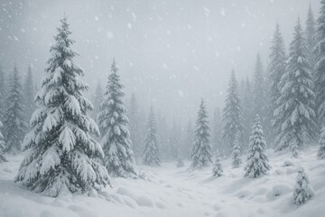 Naklejka premium Serene snowy forest landscape scene.
