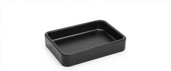 Fototapeta premium A matte black plastic rectangular box, isolated on white, minimal, graphic