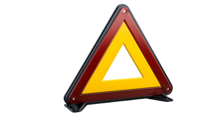 warning triangle road safety sign isolated on white background, HD realistic