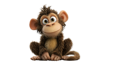 3D cartoon monkey isolated on white background, HD realistic