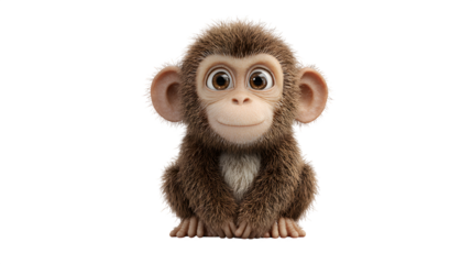 3D cartoon monkey isolated on white background, HD realistic