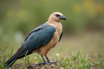 Standing Bird in Field Looking Forward Nature Photography