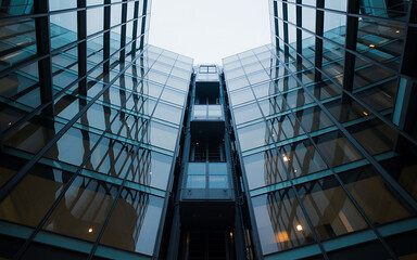 Obraz premium Low angle view of a modern glass building architecture