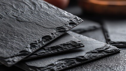 Close Up Of Navy Blue Slate Tiles