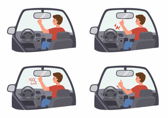 Fototapeta premium Automatic Dimming Rearview Mirror Functionality Explained in Car