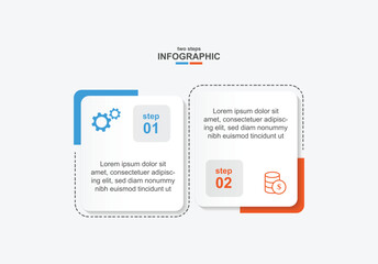 2 step infographic design. schedule concept with paper layout. can be used for workflow illustration